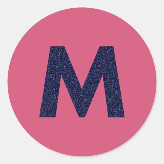 Anpassbare Hauptstadt M-Aufkleber mit Imitat-Glitz Runder Aufkleber (Vorderseite)