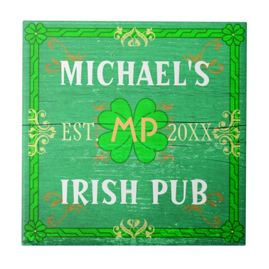 Anpassbare Hausbar Irish Pub Grün Fliese (Vorderseite)