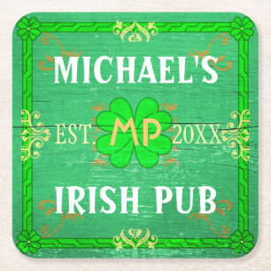 Anpassbare Hausbar Irish Pub Grün Rechteckiger Pappuntersetzer