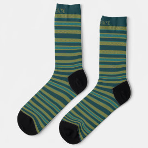 Anpassbare hell-dunkel-gelb-grüne Streifen Socken