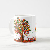 Anpassbare Herbstbaum-Warmfarben fallen Artwork ab Kaffeetasse (Vorderseite Links)