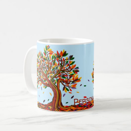 Anpassbare Herbstbaum-Warmfarben fallen Artwork ab Kaffeetasse (Vorderseite Links)