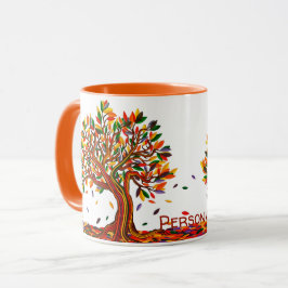 Anpassbare Herbstbaum-Warmfarben fallen Artwork ab Tasse