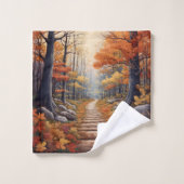 Anpassbare Herbstwaldpfade-Hochzeitsgeschenk Badhandtuch Set (Waschlappen)