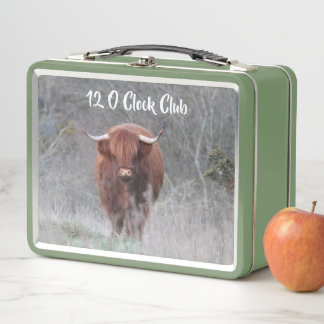 Anpassbare Highland-Cow- & Hase-Lunchbox Metall Brotdose