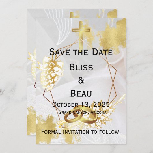 Anpassbare Hochzeit Speichern der Datumsvorlage Einladung (Vorne/Hinten)