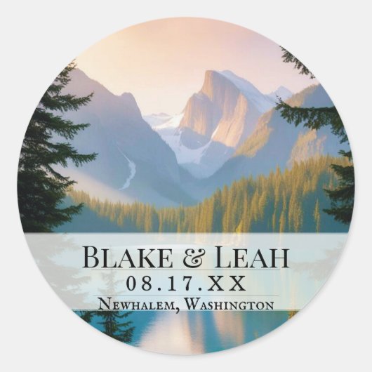 Anpassbare Hochzeitdatumsaufkleber Runder Aufkleber (Vorderseite)