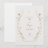 Anpassbare Hochzeitseinladung mit Wildblumen Einladung (Vorne/Hinten)