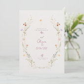 Anpassbare Hochzeitseinladung mit Wildblumen Einladung (Stehend Vorderseite)