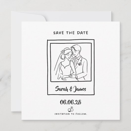 Anpassbare Hochzeitseinladung zur Vorankündigung   Einladung (Vorderseite)