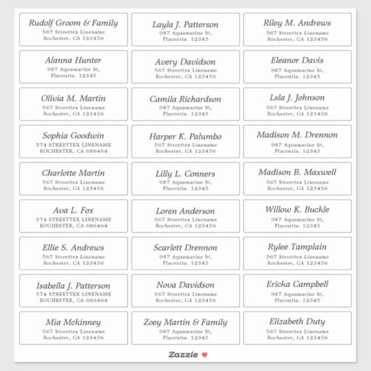 Anpassbare Hochzeitskleber Aufkleber (Blatt)