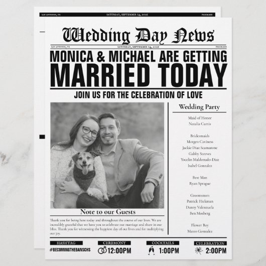 Anpassbare Hochzeitsprogramme (Vorne/Hinten)