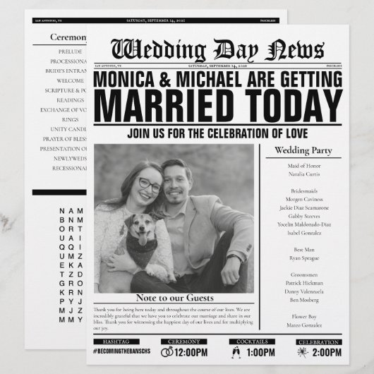 Anpassbare Hochzeitsprogramme (Vorne/Hinten)