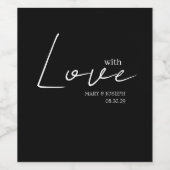 Anpassbare Hochzeitstypografie "Mit Liebe" als Ges Weinetikett (Einzelnes Label)