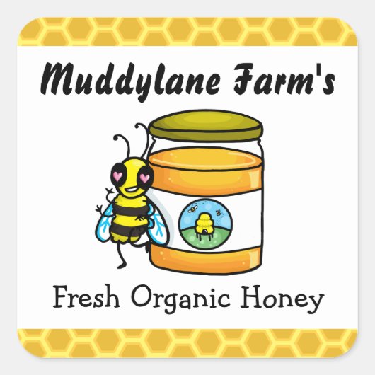 Anpassbare Honigkleber Quadratischer Aufkleber (Vorderseite)