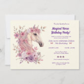 Anpassbare hübsche Ponys und Blüten Pferd Einladung (Vorderseite)