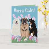 Anpassbare Hunde Ostern Karte (Gelbe Blume)