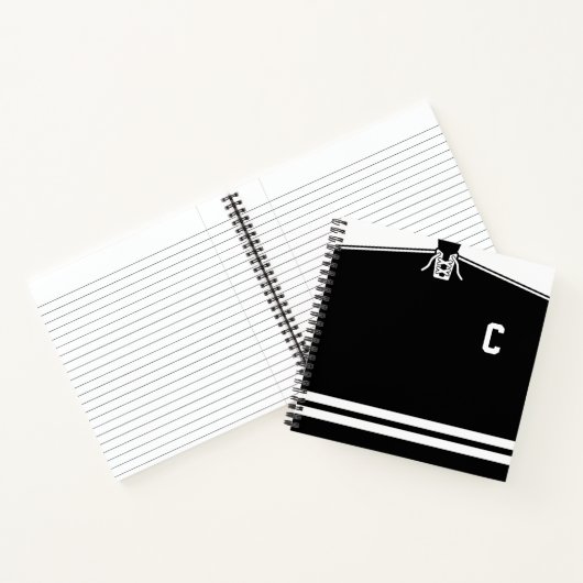 Anpassbare Ice Hockey Black Jersey-Notebook Notizbuch (Innenseite)