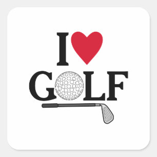 Anpassbare Ich liebe Golfbälle Quadratischer Aufkleber
