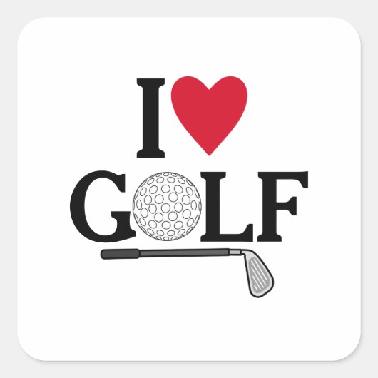 Anpassbare Ich liebe Golfbälle Quadratischer Aufkleber (Vorderseite)