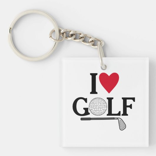 Anpassbare Ich liebe Golfbälle Schlüsselanhänger (Vorderseite)