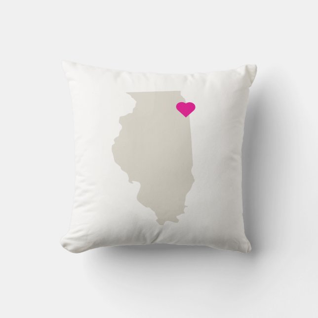 Anpassbare Illinois Staat Liebe Reversible Pillow Kissen (Vorderseite)