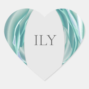 Anpassbare "ILY"-Heart-Aufkleber - Elegante Minze  Herz-Aufkleber