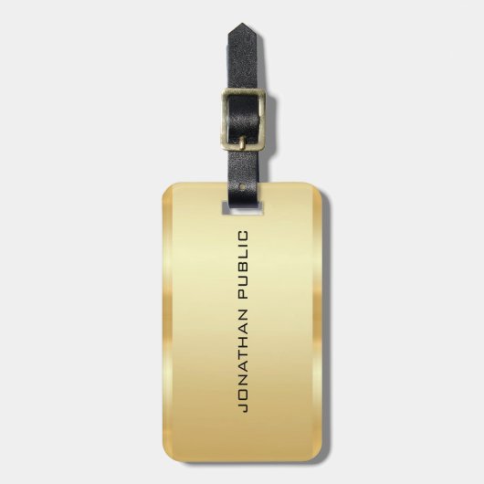 Anpassbare Imitate Gold Template Elegant Gepäckanhänger (Vorderseite vertikal)