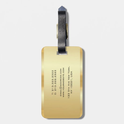 Anpassbare Imitate Gold Template Elegant Gepäckanhänger (Rückseite vertikal)