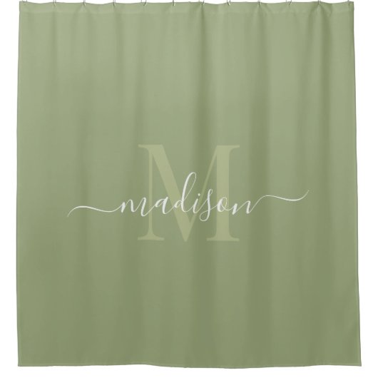 Anpassbare Initial- und Namensgebung mit Sage Gree Duschvorhang (Vorderseite)