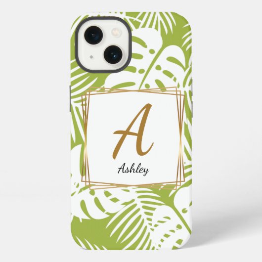 Anpassbare Initialen Grüne Handyhülle iPhone Hülle (Rückseite)