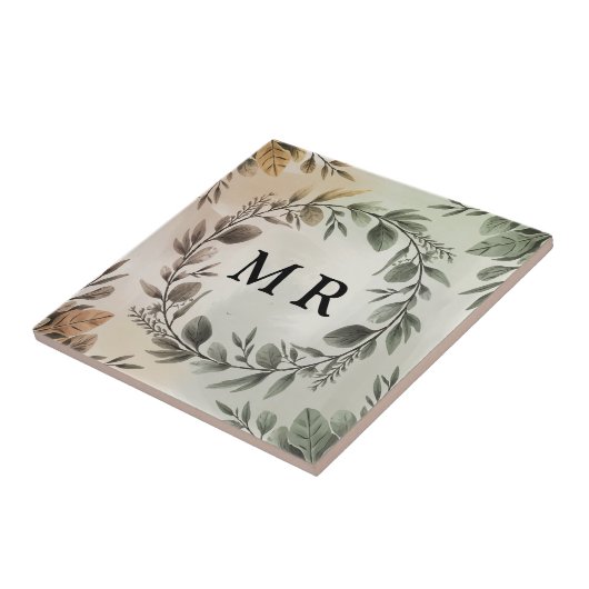 Anpassbare Initialzündung - elegantes Monogramm Fliese (Seite)