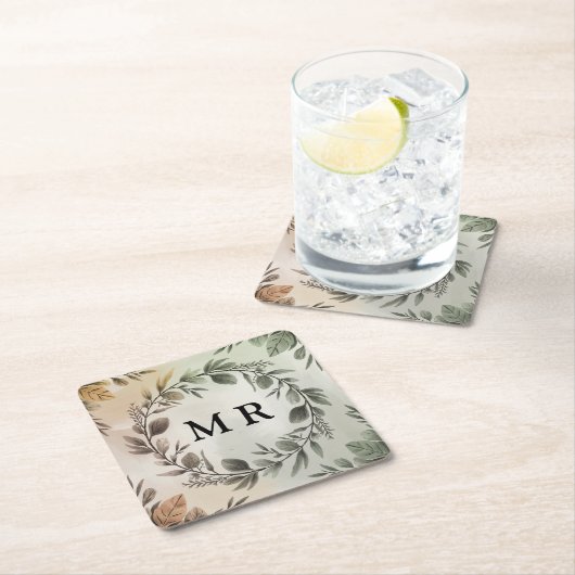 Anpassbare Initialzündung - elegantes Monogramm Rechteckiger Pappuntersetzer (Vor Ort)