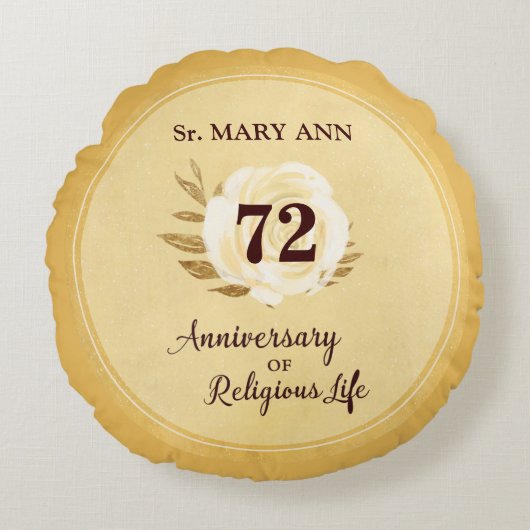 Anpassbare Jahrestag des religiösen Lebens Nun Rundes Kissen (Vorderseite)