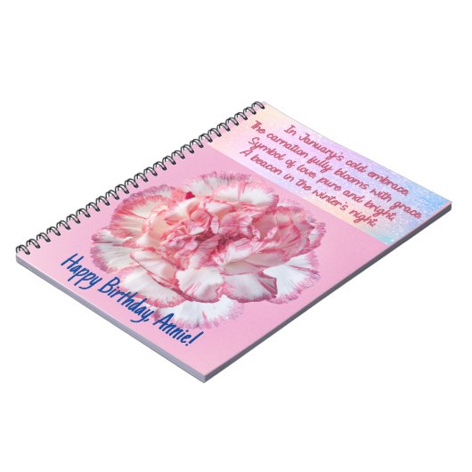 Anpassbare Januar-Birth-Blume-Notebook Notizblock (Linke Seite)