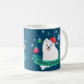 Anpassbare japanische Spitz Dog Frohe Weihnachten Kaffeetasse (VorderseiteRechts)