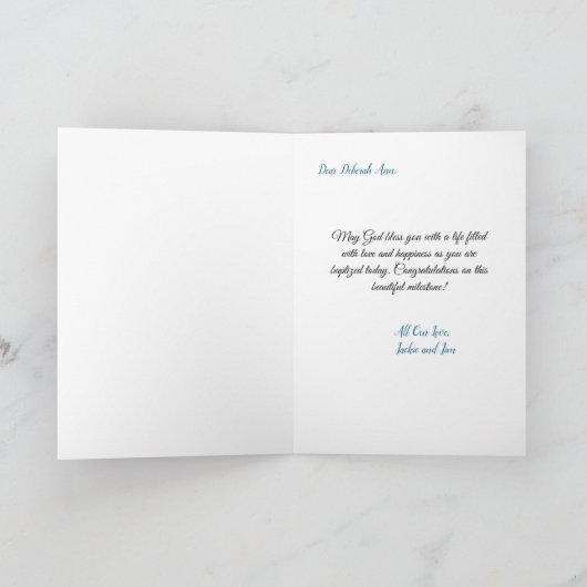 Anpassbare Kindertaufe mit Engel Karte (Innenseite)