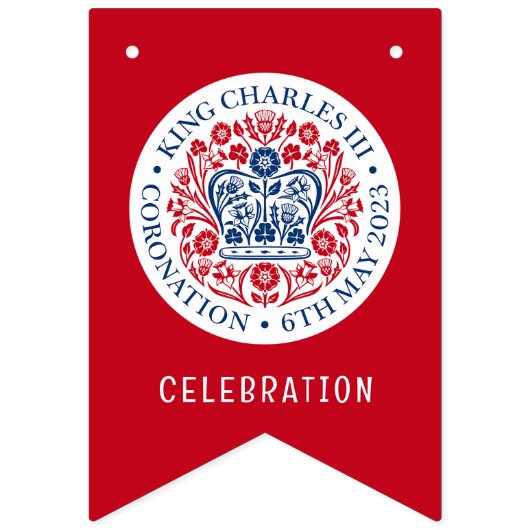 Anpassbare KING CHARLES III Wimpelkette (Zweite Fahne)