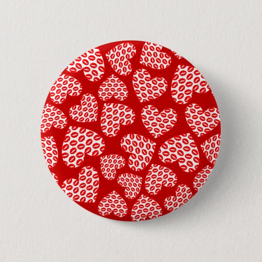 Anpassbare Kissy Lips Hearts Button (Vorderseite)
