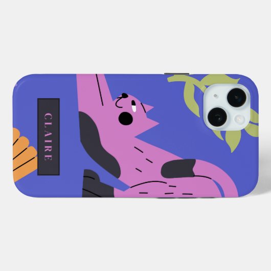 Anpassbare Kitty Cat & Matisse Blätter Case-Mate iPhone Hülle (Rückseite (Horizontal))