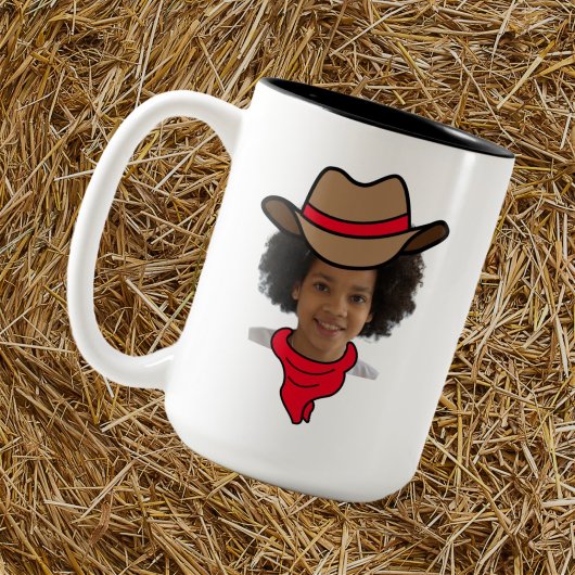 Anpassbare kleine Cowboy- oder Cowgirl-Foto-Tasse Zweifarbige Tasse