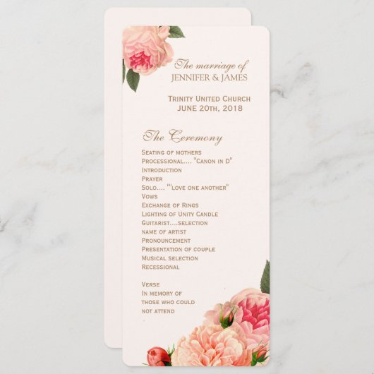 Anpassbare Korallenpionie-Programme Programm (Vorne/Hinten)