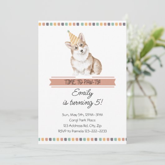 Anpassbare Korgi Es ist Zeit zu pfeifen Einladung (Stehend Vorderseite)