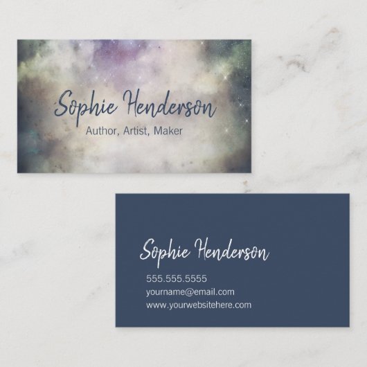 Anpassbare kosmische Cloudy Autor Künstler Maker Visitenkarte (Vorne/Hinten)
