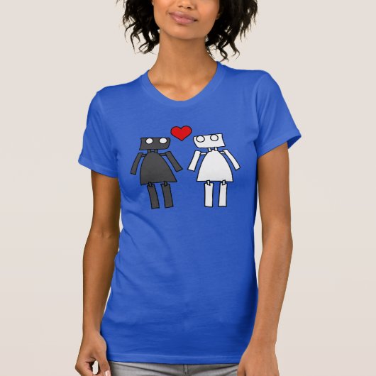 Anpassbare Lady Bots in Liebe T-Shirt (Vorderseite)