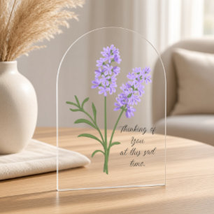 Anpassbare Lavendel-Trauerkarte Acryleinladungen