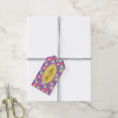Anpassbare lebhafte Retro-Blumenaufkleber Geschenkanhänger (Mit Garn)