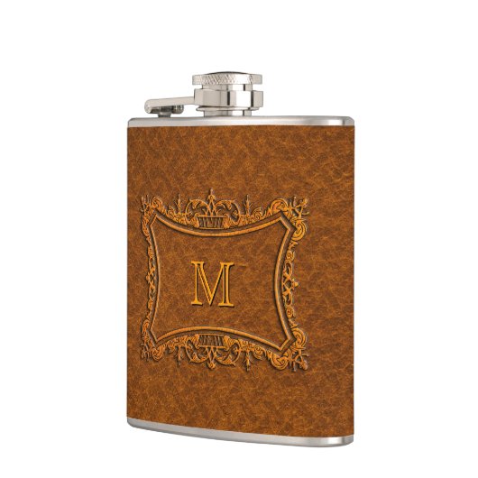 Anpassbare Ledermonogramm Flachmann (Links)