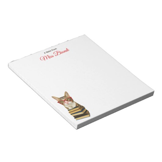 Anpassbare Lehrer-Notepad - Marty the Cat Notizblock (angewinkelt)