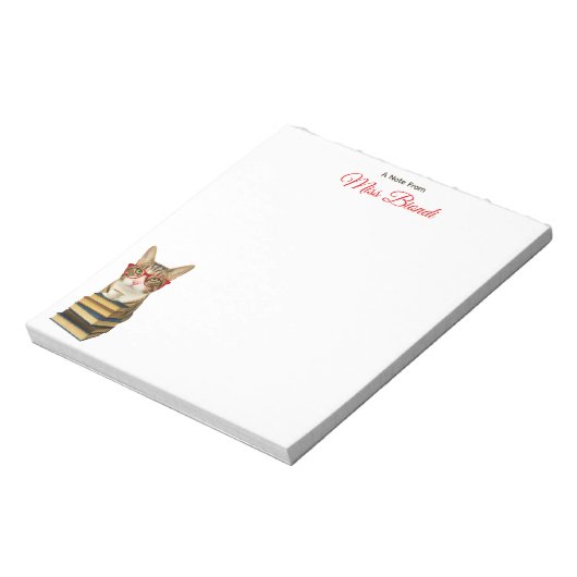 Anpassbare Lehrer-Notepad - Marty the Cat Notizblock (Rotiert)